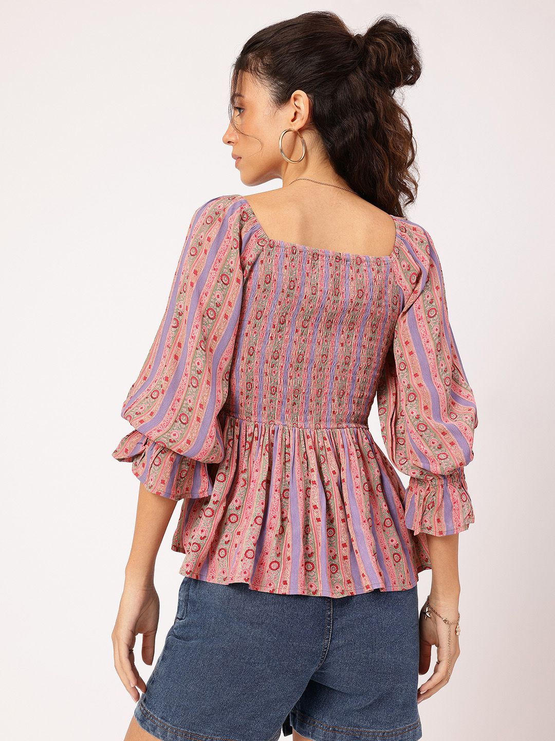 DressBerry Smocked & Stylish Printed A-Line Dress