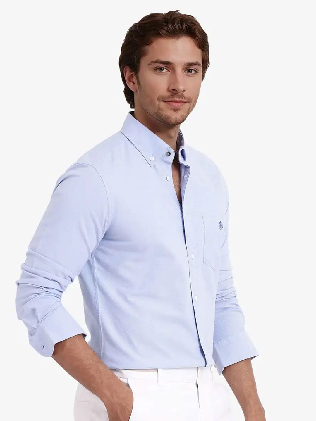 RARE RABBIT Men Comfort Spread Collar Solid Cotton Formal Shirt