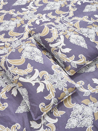 KLOTTHE Purple Floral Printed 300 TC Cadar King