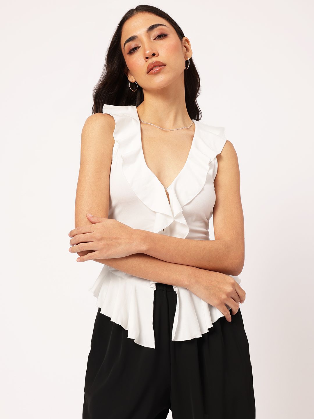 DressBerry Trendsetter Tales Ruffles & Ruched Sleeveless Top