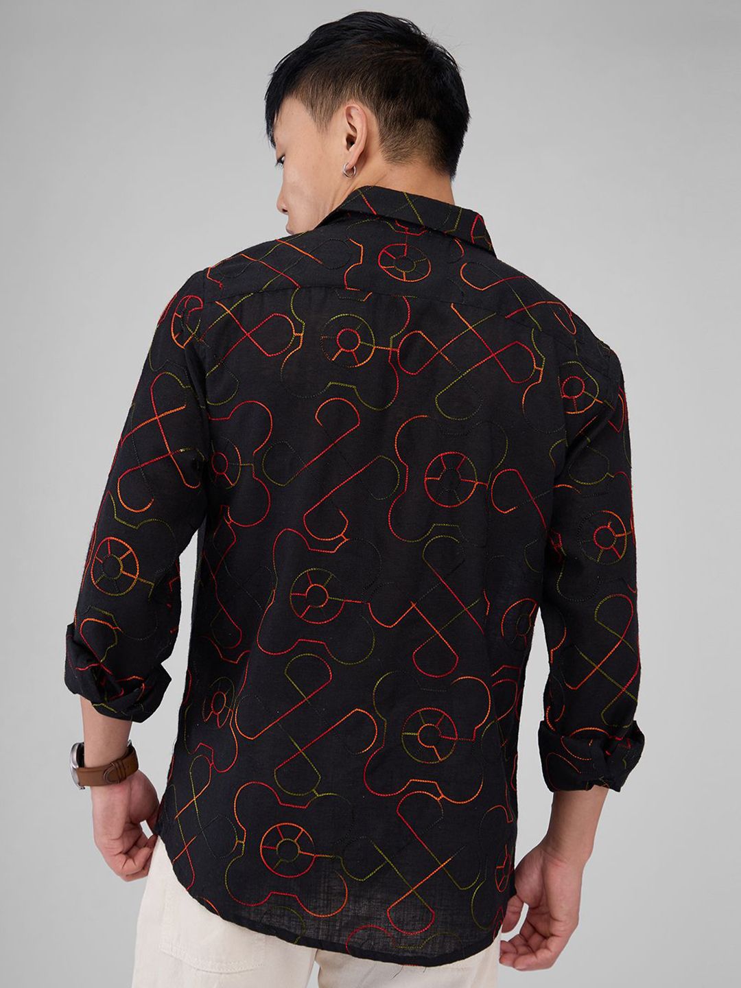 VASTRADO Men Classic Cutaway Collar Ethnic Motifs Printed Cotton Slim Fit Casual Shirt