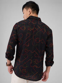 VASTRADO Men Classic Cutaway Collar Ethnic Motifs Printed Cotton Slim Fit Casual Shirt