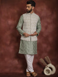 Anouk Ethnic Motifs Embroidered Regular Thread Work Kurta with Churidar & Nehru Jacket