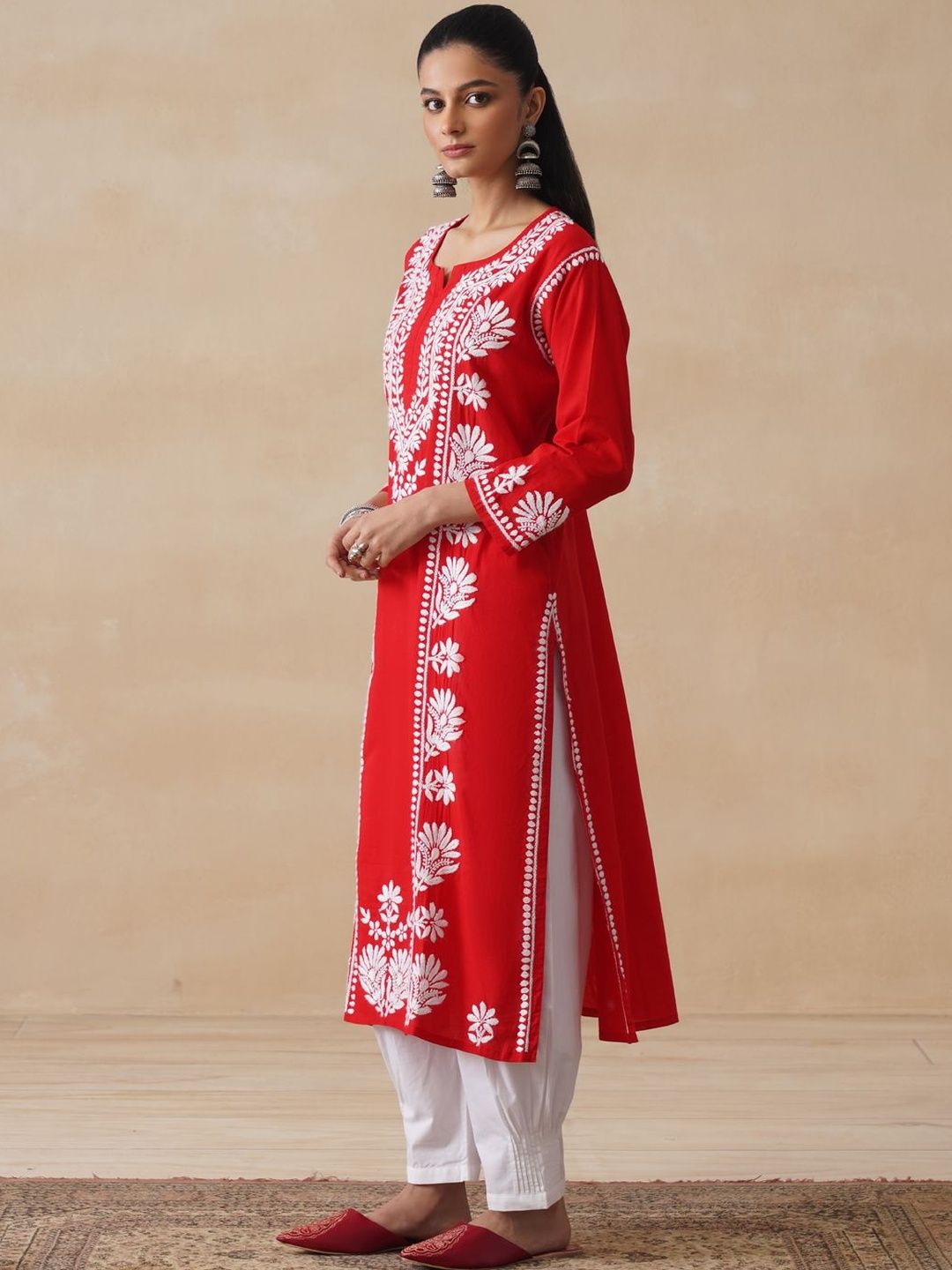Rumah Wanita Chikankari Sulam Kurta Chikankari