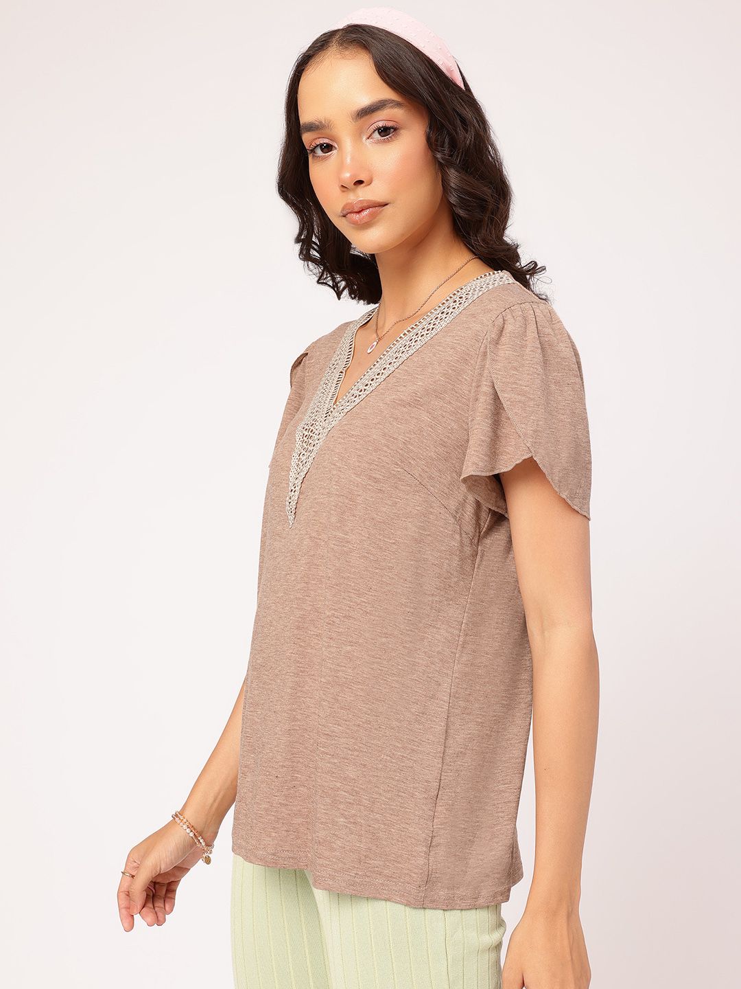DressBerry Lace Edge Statement Top