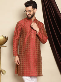 Anouk Geometric Printed Mandarin Collar Jacquard Straight Kurta