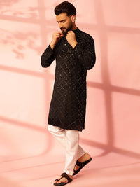 Anouk Men Embroidered Regular Mirror Work Pure Cotton Kurta with Pyjamas