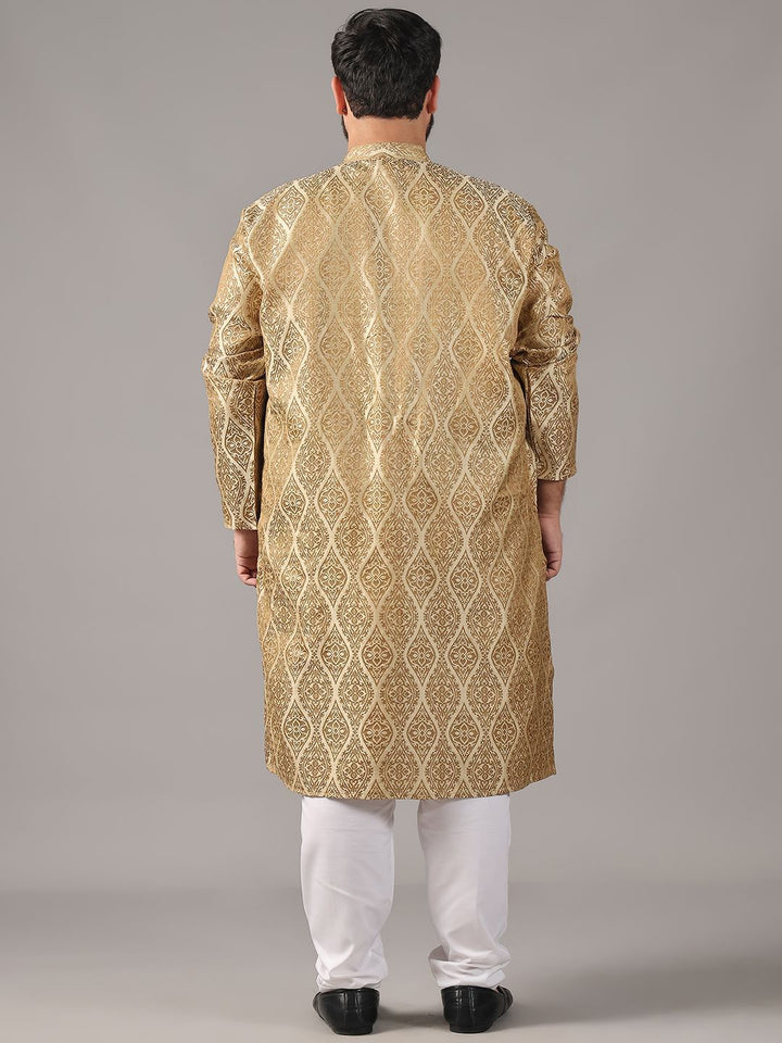 SOJANYA PLUS Plus Size Men Ethnic Motifs Woven Design Straight Kurta With Pyjamas