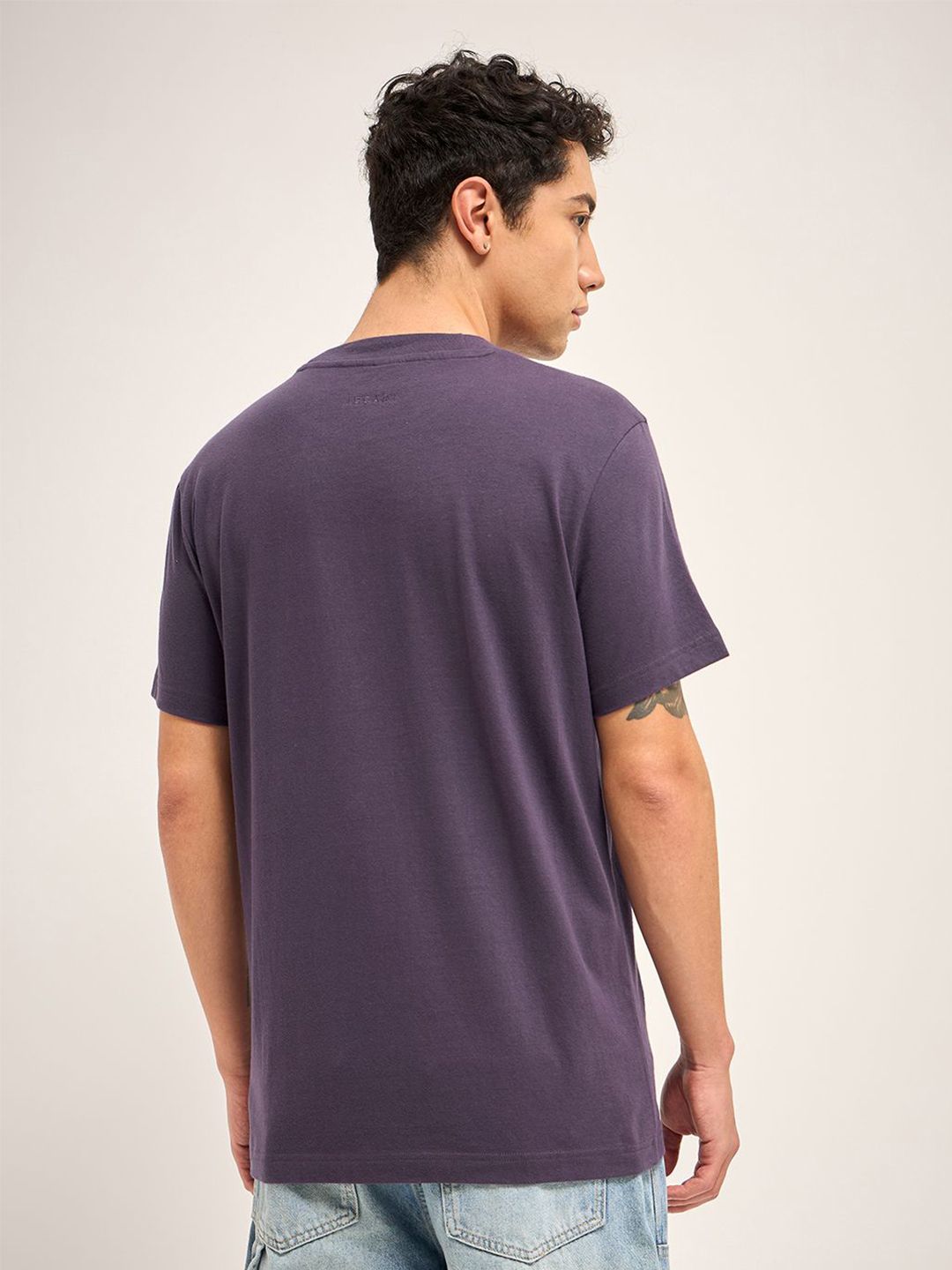 THE BEAR HOUSE Men Solid Round Neck Cotton T-shirt