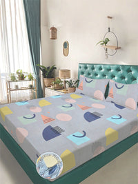 Myntra Elegant Homes Grey Geometric 300 TC Set Cadar Double King-2.5mX2.25m