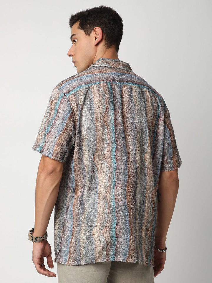 VASTRADO Men Classic Abstract Self Design Oversized Casual Shirt