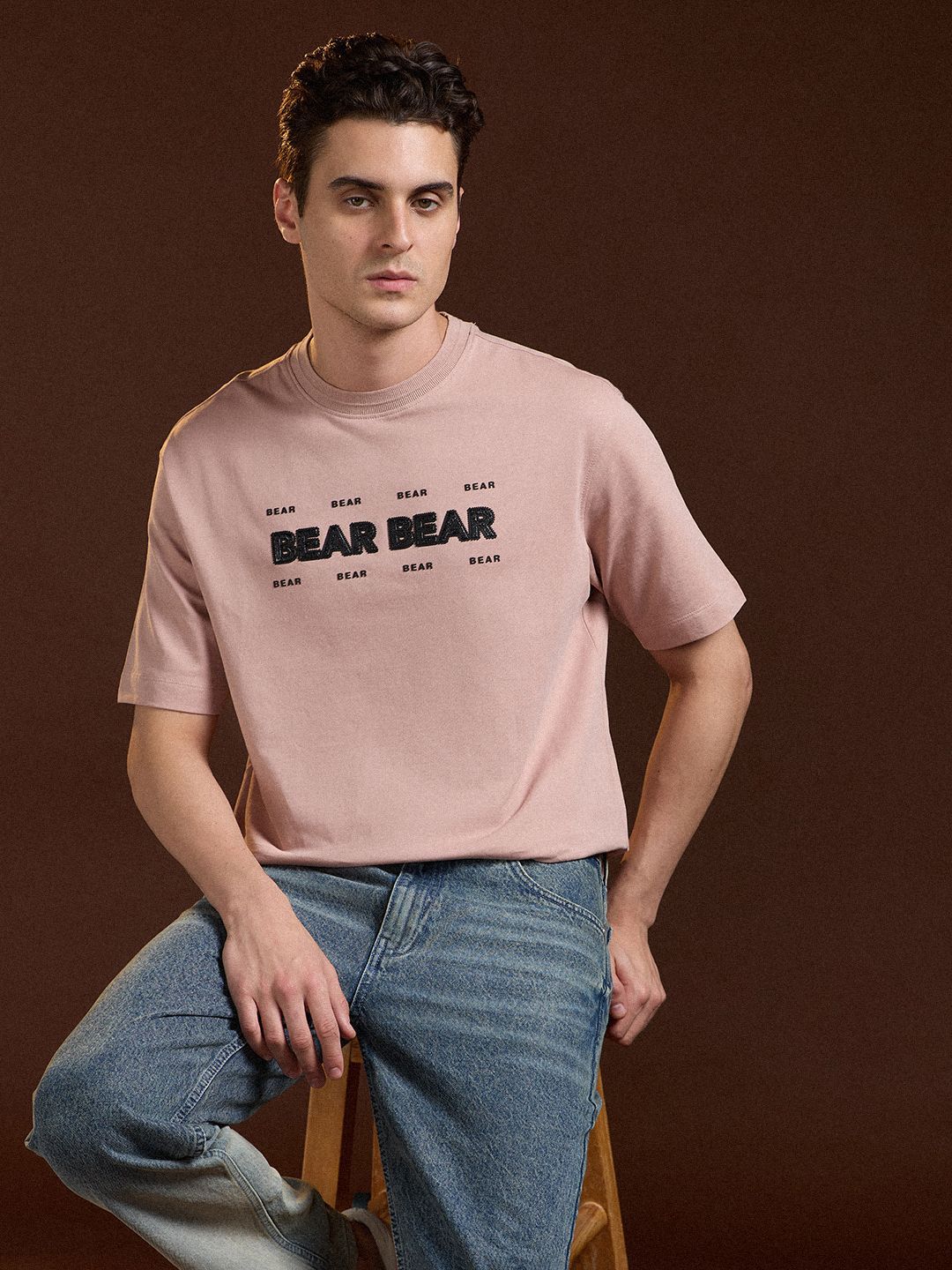 THE BEAR HOUSE Men Printed Drop-Shoulder Sleeves T-shirt