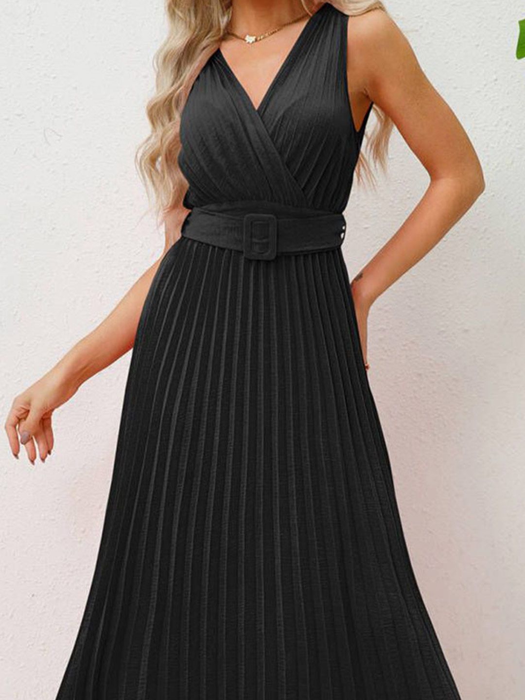 all about you Solid A-Line Sleeveless Midi Dress