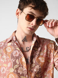 VASTRADO Men Classic Spread Collar Floral Printed Slim Fit Casual Shirt