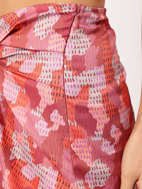 DressBerry Effortlessly Stylish High-Slit Floral Printed Twisted Skirt
