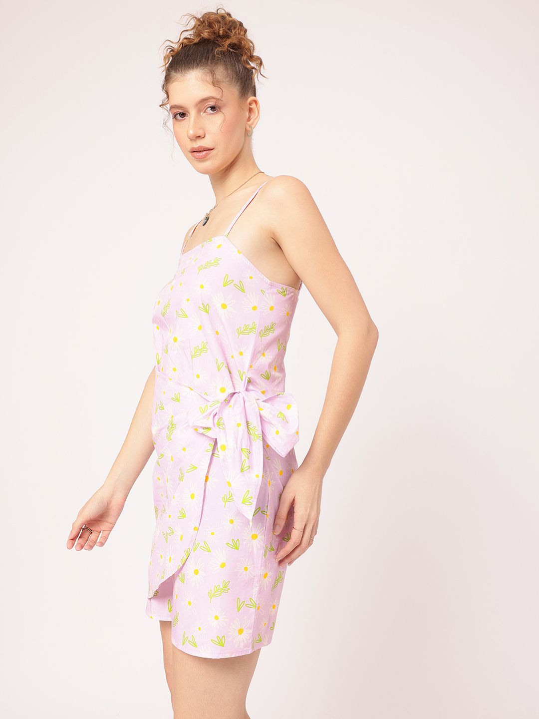 DressBerry Sunny Sketches Printed Strappy Mini Wrap Dress
