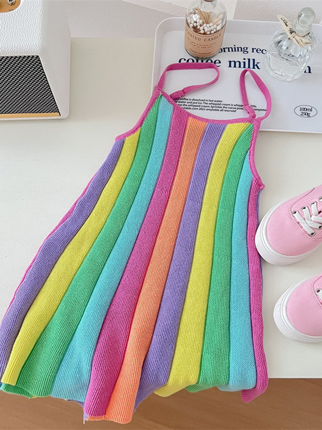 YK Girls Striped Shoulder Strap Top