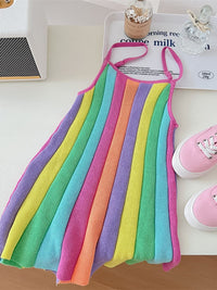 YK Girls Striped Shoulder Strap Top