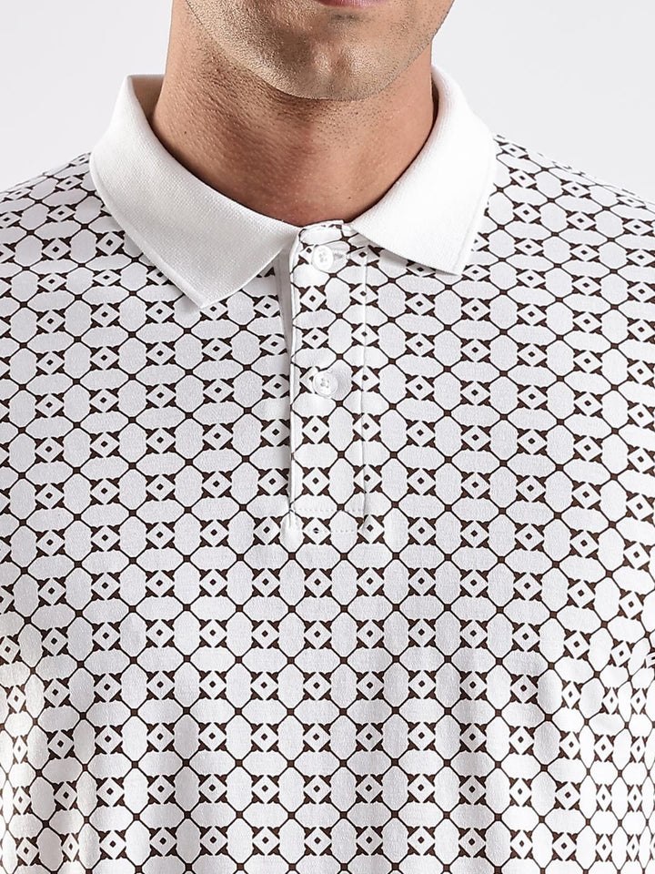 ADRO Men White Cotton Tshirts