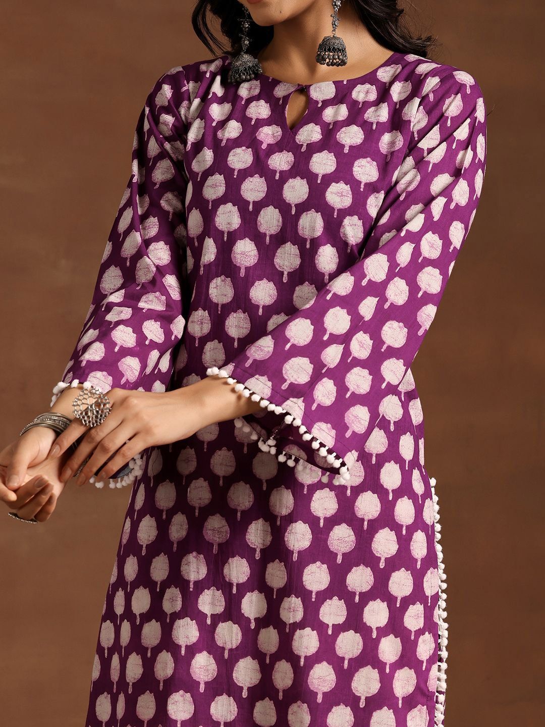 Libas Women Floral Printed Regular Pure Cotton Kurta with Salwar