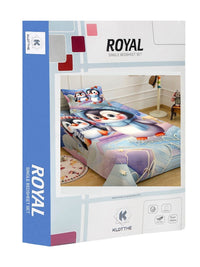 KLOTTHE White & Blue Printed 300 TC Single Bedsheet With Pillow Covers- 2.25 m x 1.5 m