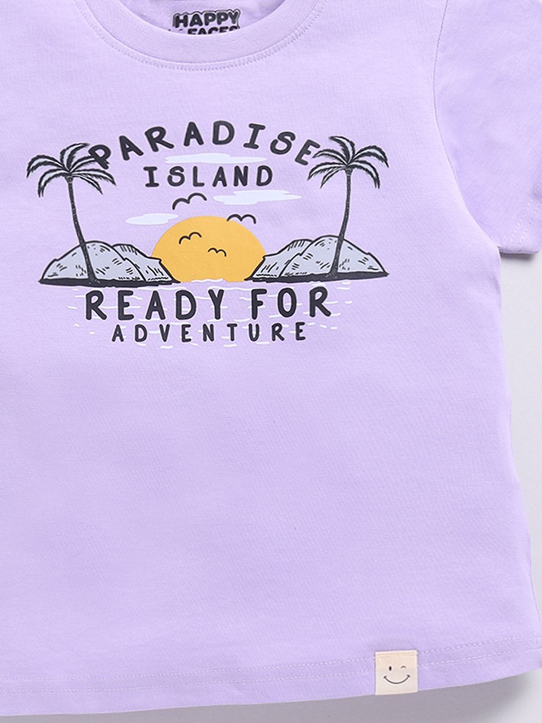 Happy Faces Boys Pure Cotton Typography & Graphic Printed T-shirt