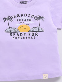 Happy Faces Boys Pure Cotton Typography & Graphic Printed T-shirt