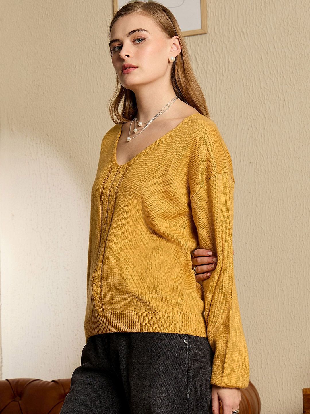 Berrylush Women V-Neck Pullover Sweaters