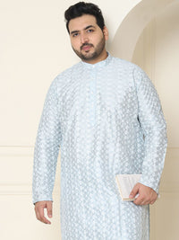 SOJANYA PLUS Floral Embroidered Thread Work Silk Cotton Straight Kurta with Pyjamas