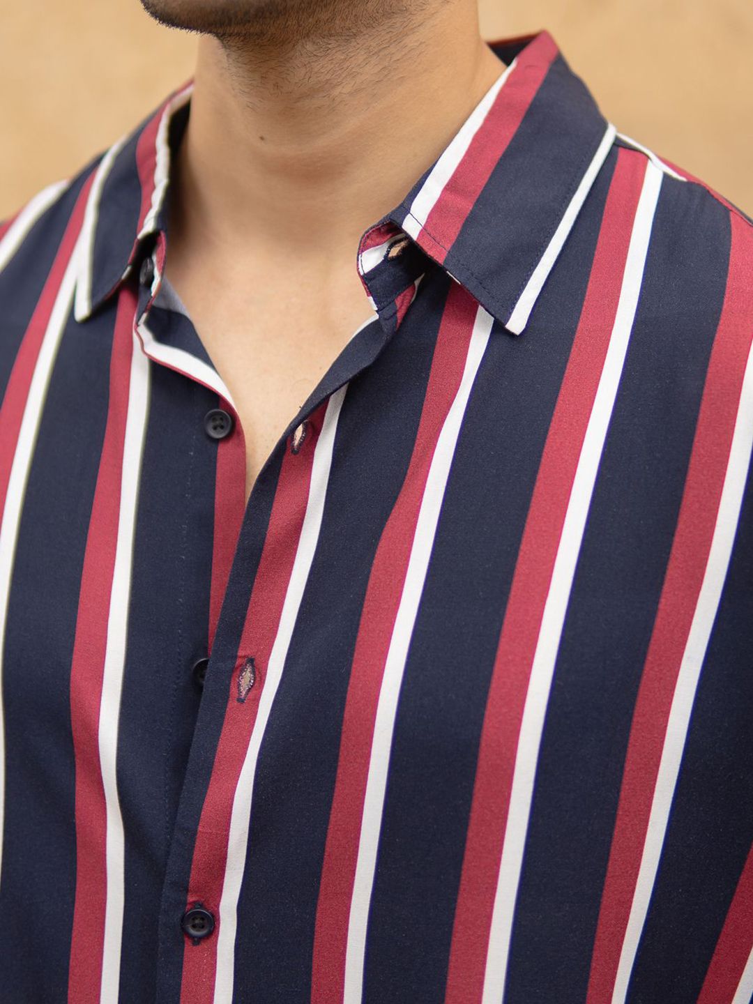 Powerlook Vertical Striped Short Sleeves Shirt