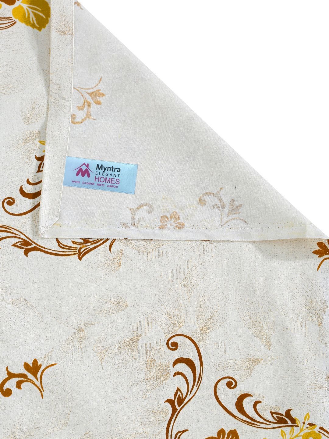 Myntra Elegant Homes Yellow Floral Printed 400 TC Cotton Set Cadar King 2.50m x 2.25m