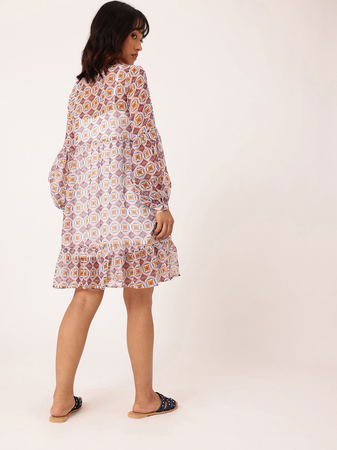 DressBerry Chic Glam Printed A-Line Dobby Dress With A Inner Slip