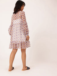 DressBerry Chic Glam Printed A-Line Dobby Dress With A Inner Slip