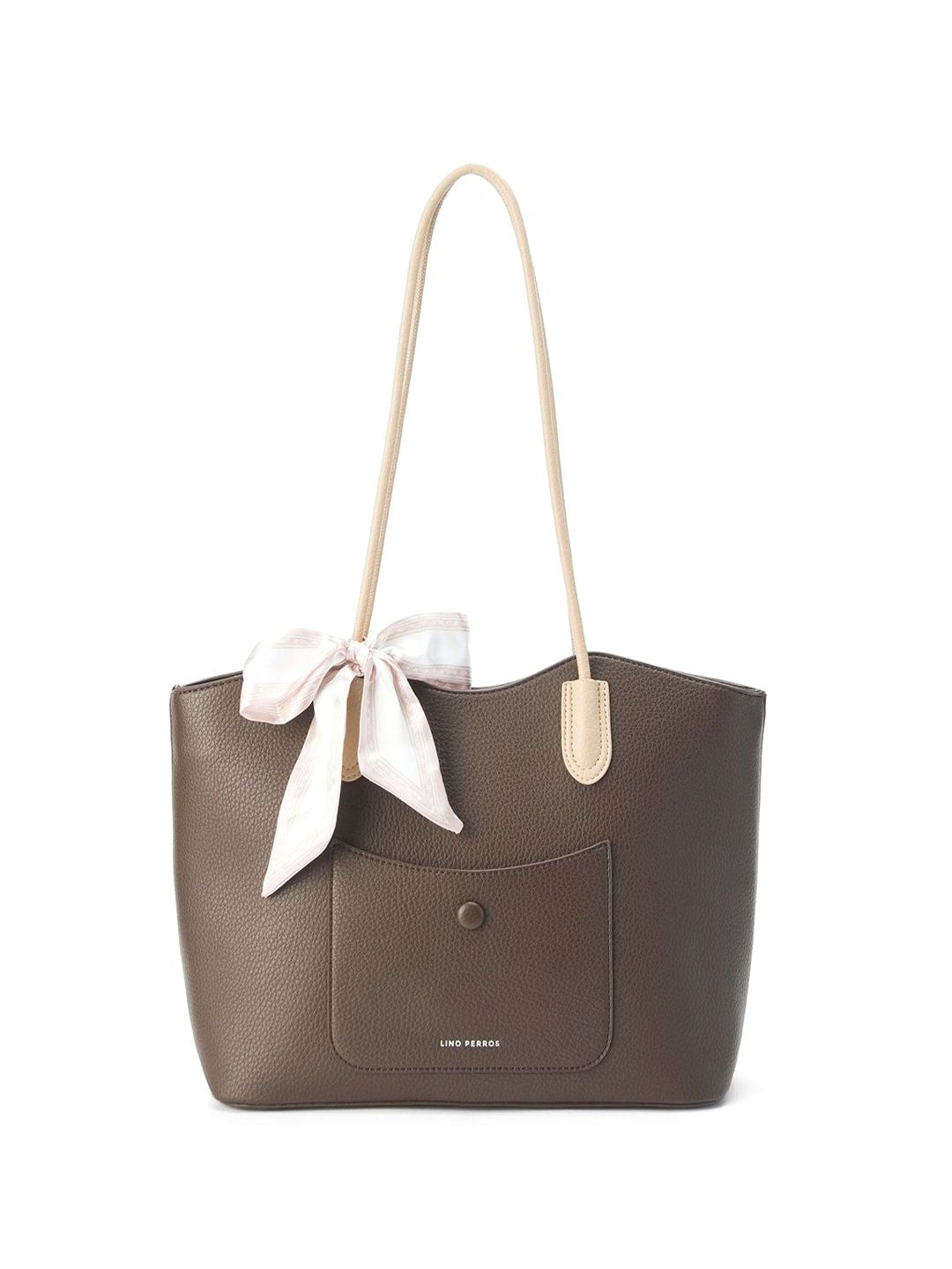 Lino Perros Colourblocked Oversized Bucket Tote Bag with Bow Detail