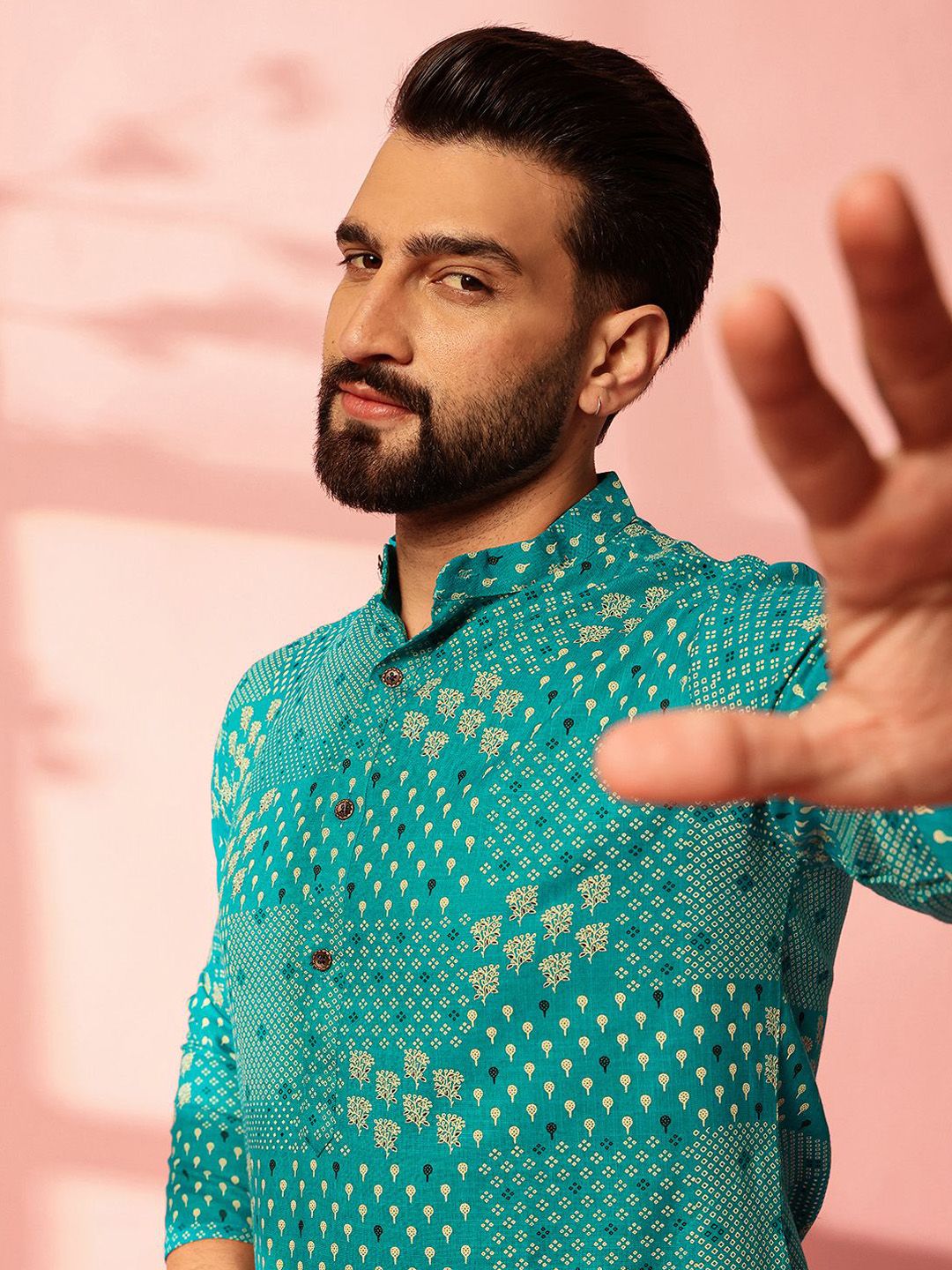 Anouk Men Bandhani Printed Regular Kurta with Pyjamas