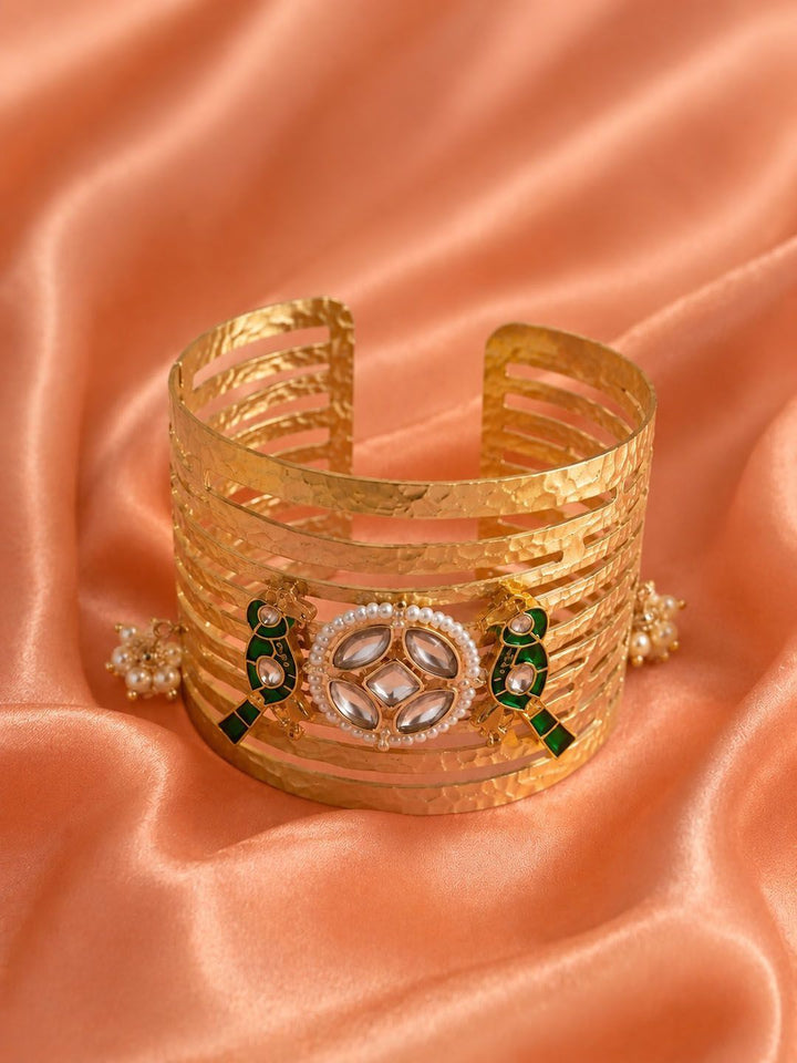 Gelang Cuff Bersalut Emas PANASH Wanita Tembaga Enamel