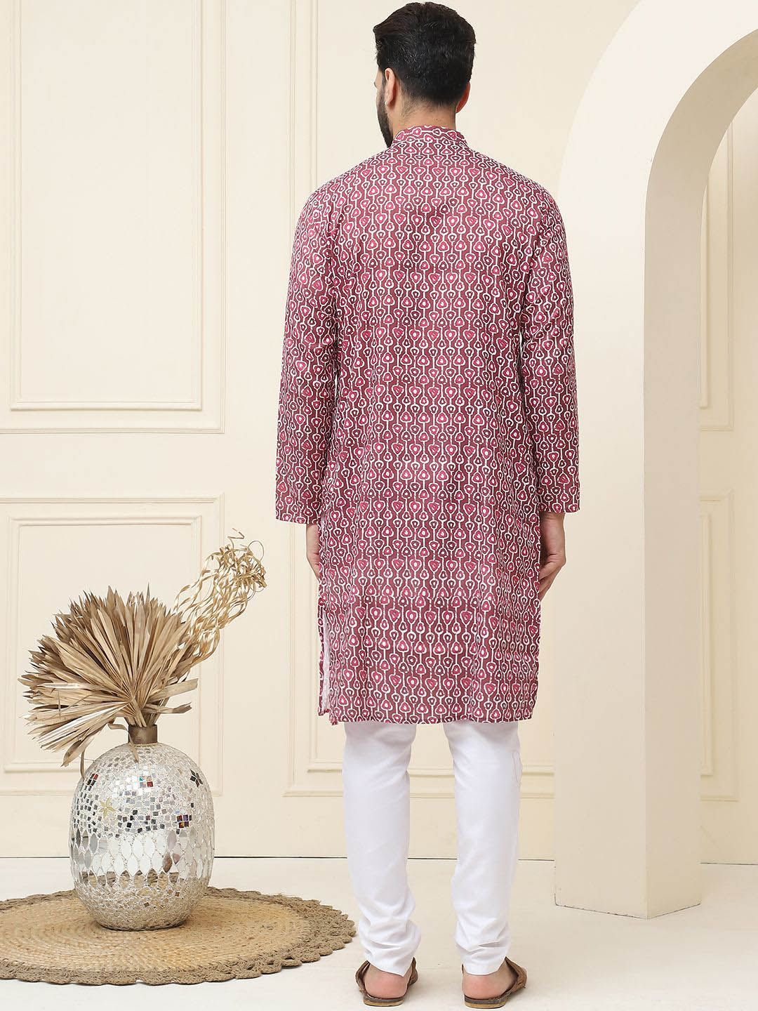 SOJANYA Kurta Kapas Tulen Bercetak Geometrik Biasa Dengan Pijama