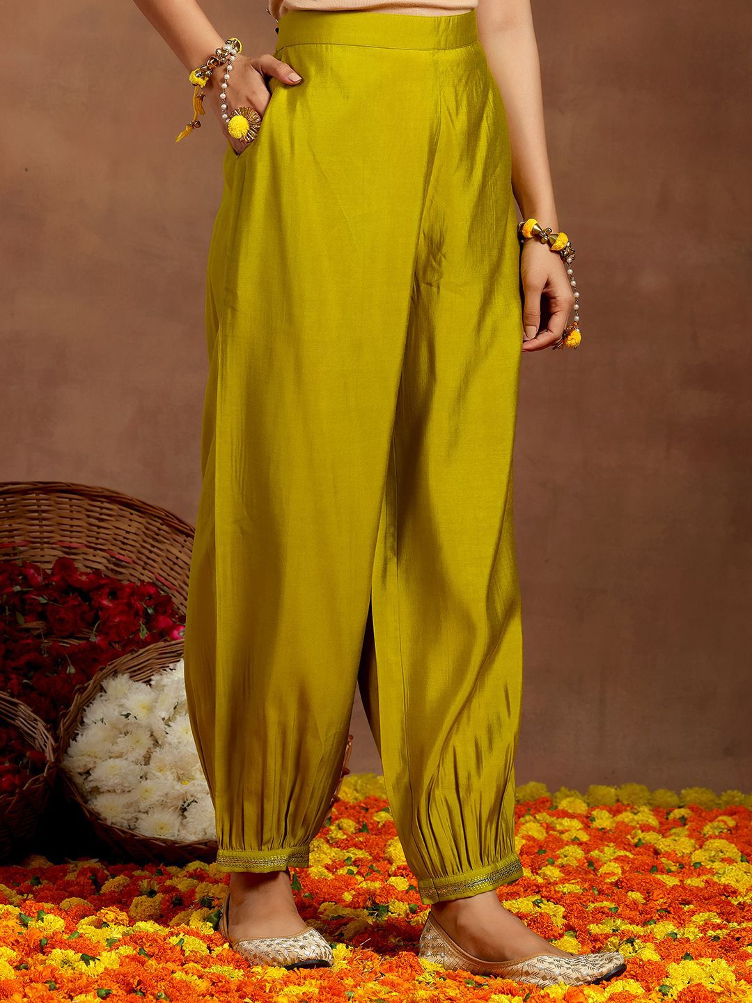 Libas Floral Embroidered Sequinned Straight Kurta with Salwar & With Dupatta