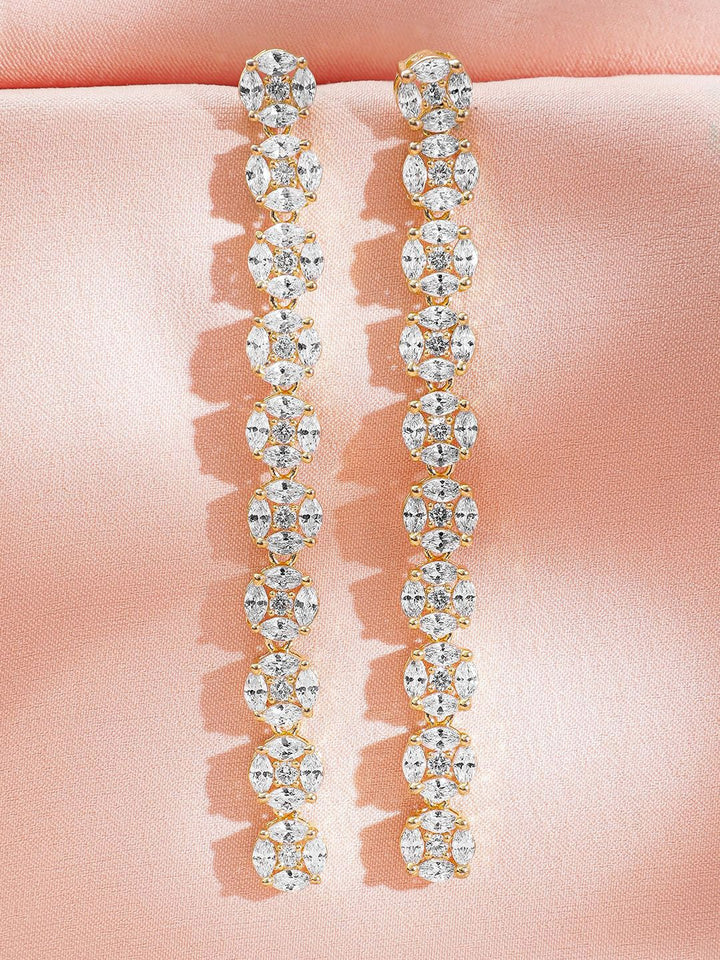 Rubans Premium 22K Ad & Zirconia Studded Luxury Drop Earrings