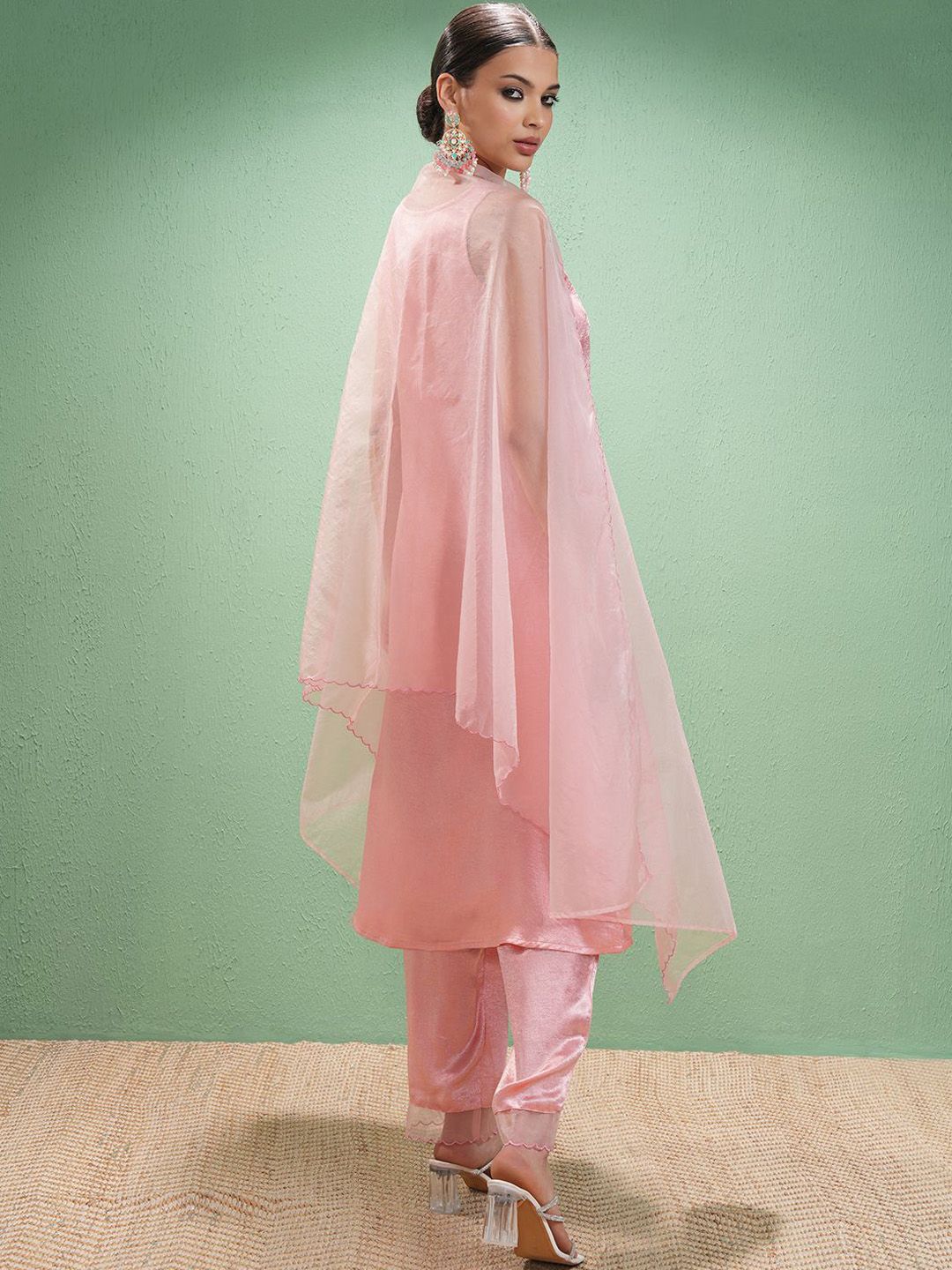 Vishudh Women Embroidered Regular Thread Work Kurta with Trousers & With Dupatta
