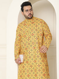 SOJANYA PLUS Motif Etnik Bercetak Linen Kapas Kurta Lurus dengan Piyama