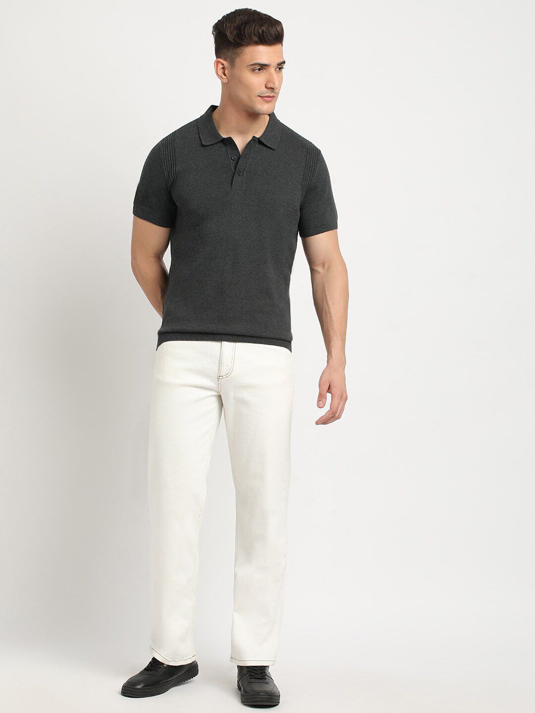 THE BEAR HOUSE Polo Collar Short Sleeves Cotton T-shirt