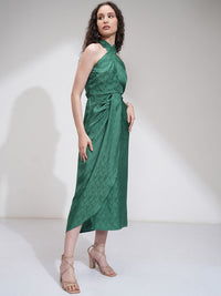 ESPYR By Tokyo Talkies Women Jacquard Halter Neck Wrap Dress