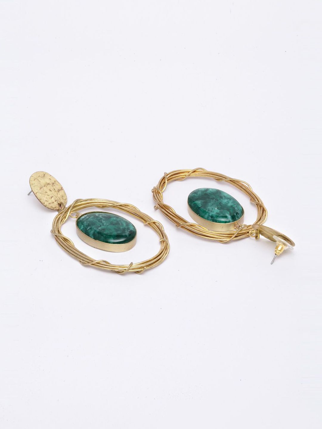 DressBerry Gold-Plated Contemporary Stone Studded Drop Earrings