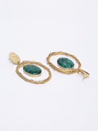 DressBerry Gold-Plated Contemporary Stone Studded Drop Earrings