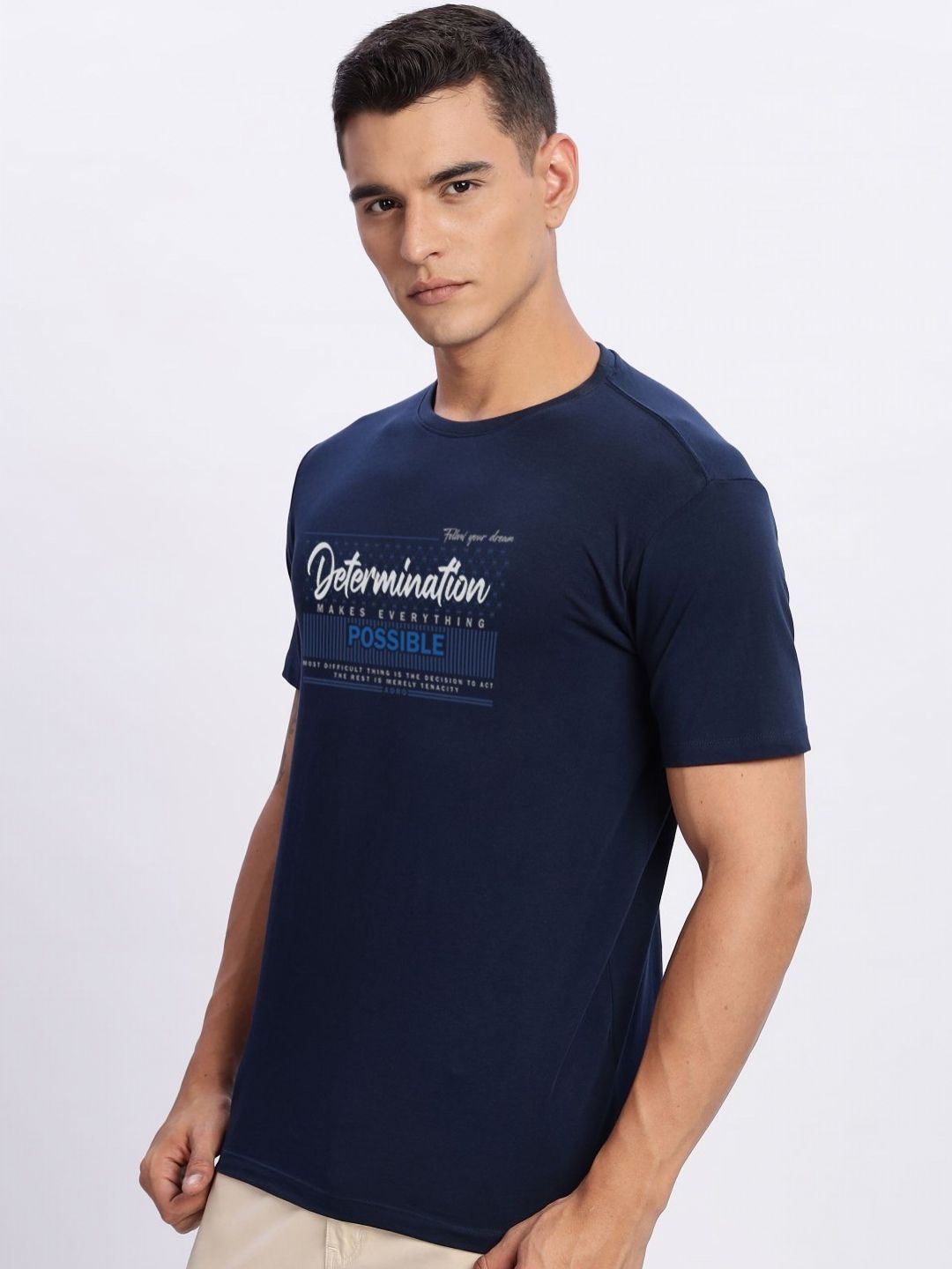 ADRO Typography Printed Round Neck Cotton T-shirt