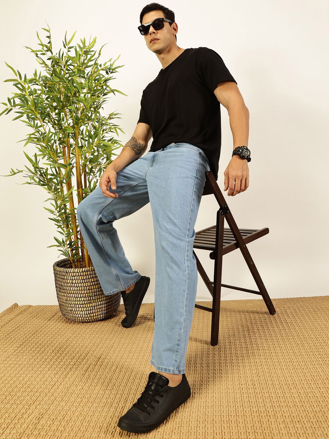 Thomas Scott Men Smart Relaxed Fit Baggy Jeans