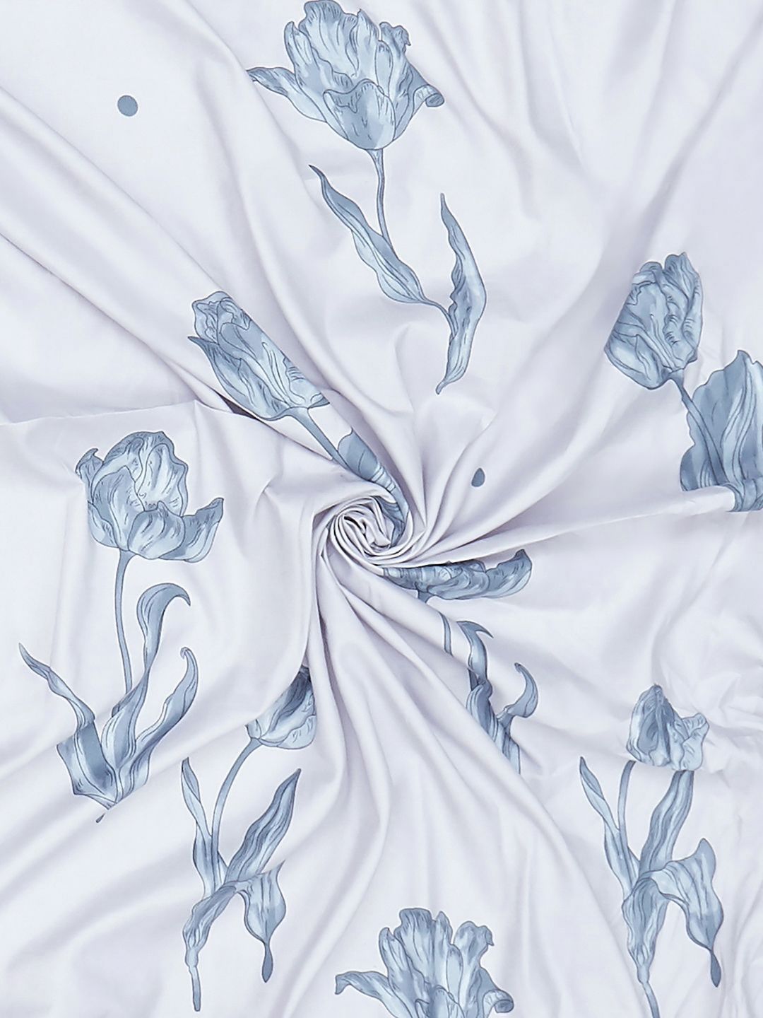 Monte Carlo Stanley Blue & White Floral Printed 144 TC King Bedsheet Set 1.85 m x 1.95 m
