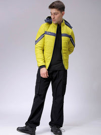The Indian Garage Co Men Colourblocked Puffer Jacket with Patchwork
