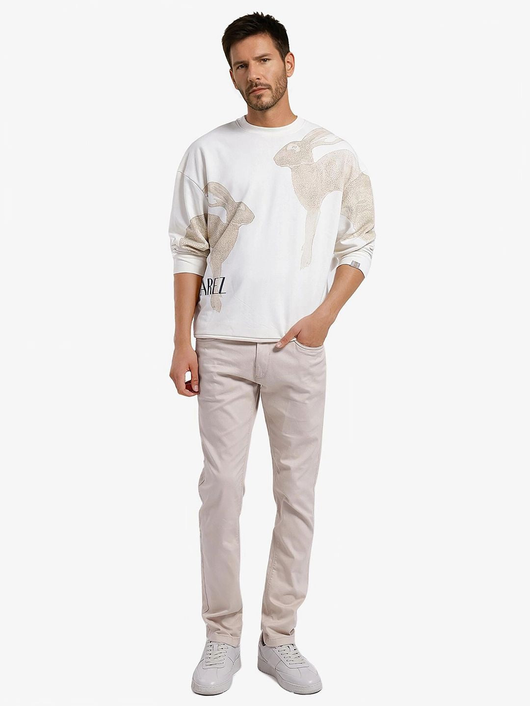 RARE RABBIT Men Printed Cotton Round Neck Sweatshirt